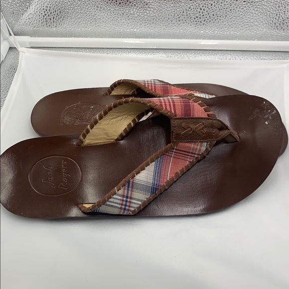 Jack Rogers Men’s size 8 Brown and Plaid Flip-Flops